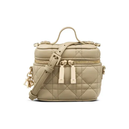 DIOR Lady Dior Плетеный узор Овечья шкура Сумка для коробок Портативная Одно плечо Через плечо Сумка для макияжа Мини Женская Бежевая