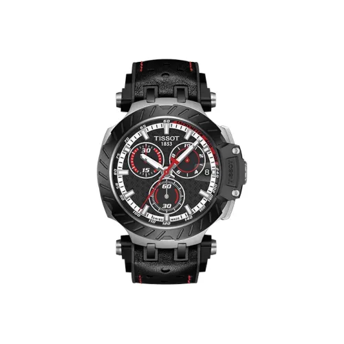 TISSOT Quartz Механизм Мужские часы Циферблат 47,6 мм Черный корпус Нержавеющая сталь Резиновый ремешок