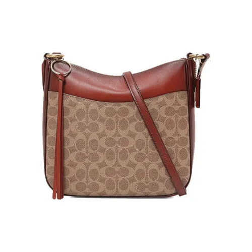 COACH Chaise Холст с кожей Сумка через плечо Большая Женская Белая Хаки Многоцветная