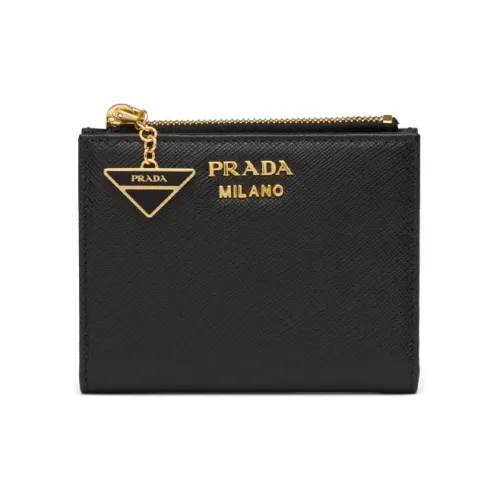 PRADA Saffiano кожа держатель для карт кошелек женский черный