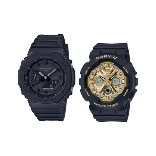 CASIO Collection Парные часы Коллекция GA BA Кварцевый механизм Часы Унисекс Черный циферблат GA 2100 1A1+BA 130 1A3ER