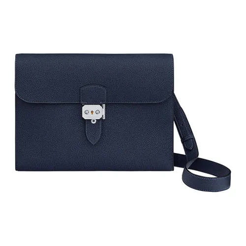 HERMES Sac A Depeches Коровья кожа Togo Курьерская сумка Сумка через плечо Стандартная Мужская 2Z BLEU NUIT Полночный синий