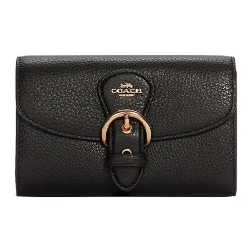 COACH Kleo Кожа Клатч Кошелек Маленький Женский Черный