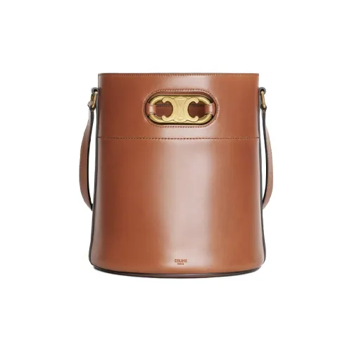 CELINE Triomphe Arc De Triomphe Коровья кожа Ведрообразная сумка Сумка через плечо Женская Карамель