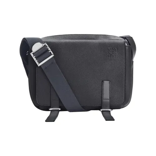 LOEWE Soft с рельефом телячья кожа курьерская сумка сумка через плечо экстра маленькая мужская угольно-черная