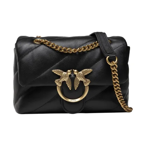 PINKO Puff Nappa Sheepskin Leather Crossbody Bag Mini Women's Black PINKO Puff Nappa Овчина Кожа Сумка через плечо Мини Женская Черная