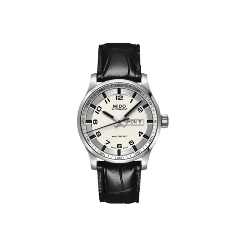 Mido Helm Автоматический Механический Механизм Мужские Часы Часы 42 мм Белый Циферблат Корпус из Нержавеющей Стали Ремешок из Натуральной Кожи