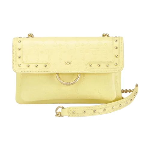 PINKO Коровья кожа Подушка Сумка Swallow Сумка Сумка через плечо Средняя Женская Светло-желтая