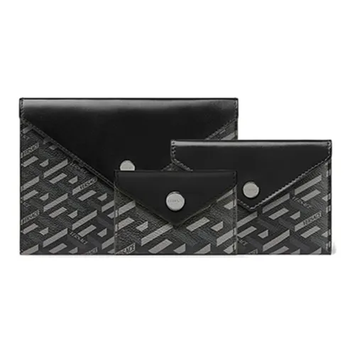 Клатч VERSACE с покрытием из холста и кожаных вставок унисекс черный и серый