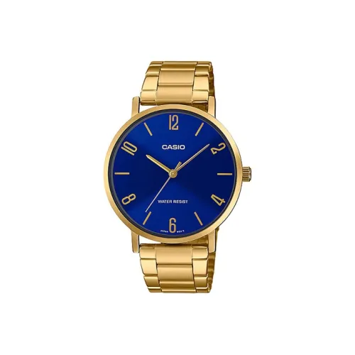 CASIO Standard Series Кварцевый механизм Ion-покрытие Ремешок Часы Мужские Синий циферблат MTP VT01G 2B2U