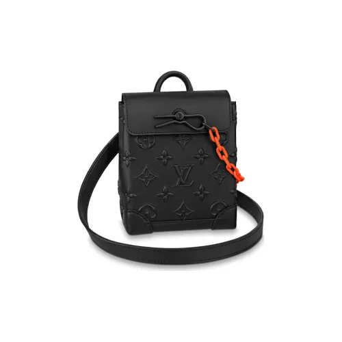 LOUIS VUITTON Steamer Коровья кожа Маленькая коробка Портативная сумка через плечо сумка через плечо Стандартная Мужская Черная