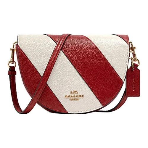 COACH Ellen Кожа Седло Сумка Сумка через плечо Маленькая Женская Красная Белая