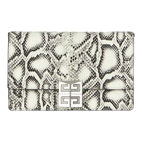 Givenchy 4G Змеиный принт Овчина Кожа Композитный Сумка через плечо Маленькая Женская Черно-белая