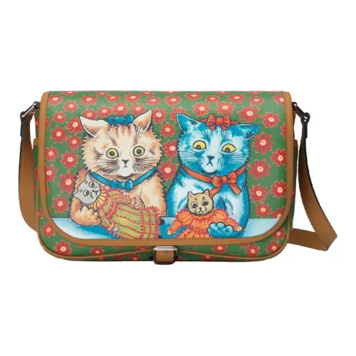 GUCCI Canvas с кожаными вставками нейлоновая подкладка сумка через плечо сумка для доставки детская сумка розовый и зеленый