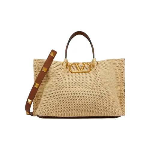 Valentino Garavani Солома Тоут Сумка Сумка через плечо Средняя Женская Бежевая