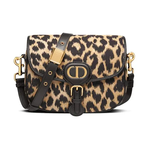 DIOR Bobby Холст с кожей Сумка через плечо Средний Женские Коричневый