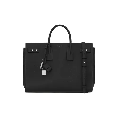 SAINT LAURENT SAC DE JOUR Телячья кожа GRAIN LEATHER Тоут Сумка Сумка для покупок Сумка Большая Мужская Черная