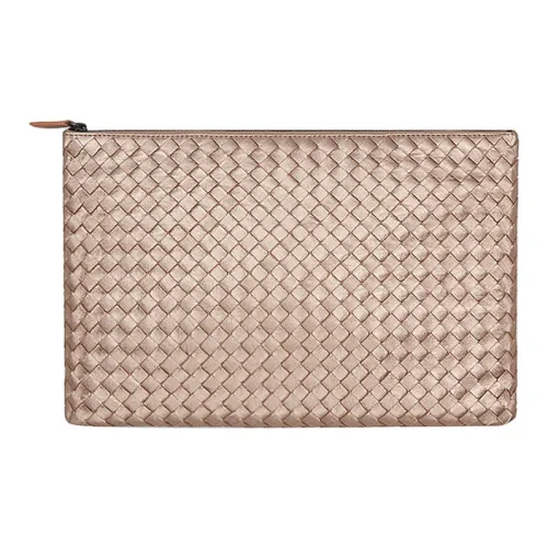 Bottega Veneta Sheepskin Leather Clutch Bag Women's Pink