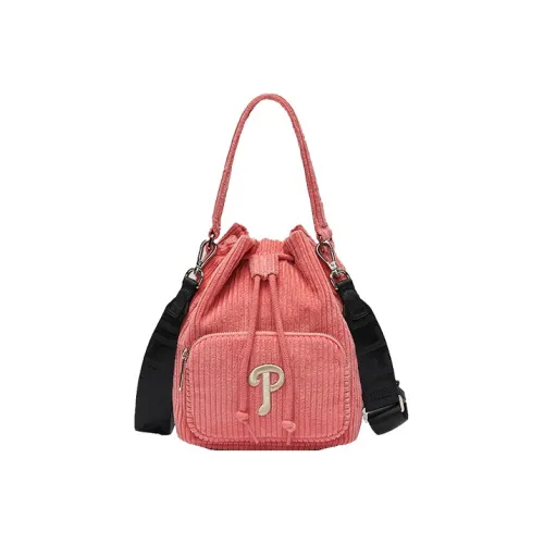 MLB Base Logo New York Yankees Вельветовая хлопковая сумка-ведро сумка через плечо стандартная унисекс розовая