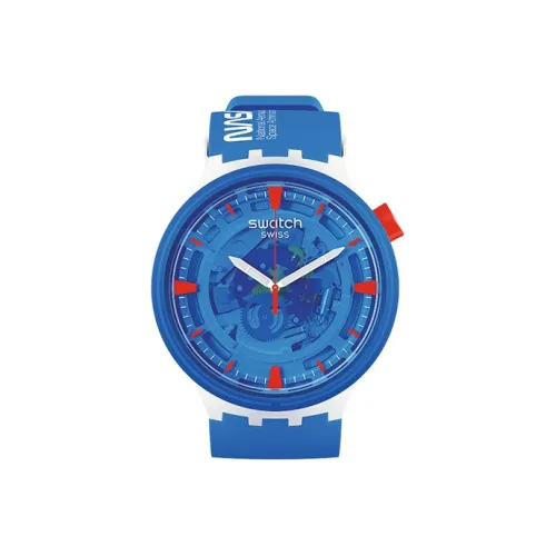 SWATCH CH NASA Aviation Collection Кварцевый механизм Унисекс Часы 47 мм Синий циферблат Биокерамика Корпус Часы Силиконовый ремешок
