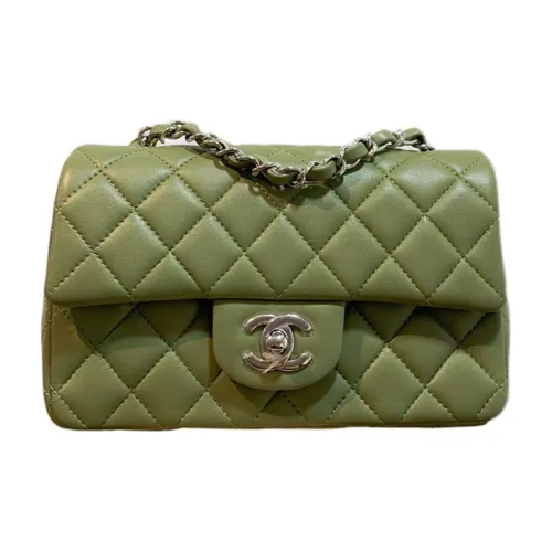 CHANEL Classic Flap CF Sheepskin Сумка через плечо Мини Женская Оливково-зеленая