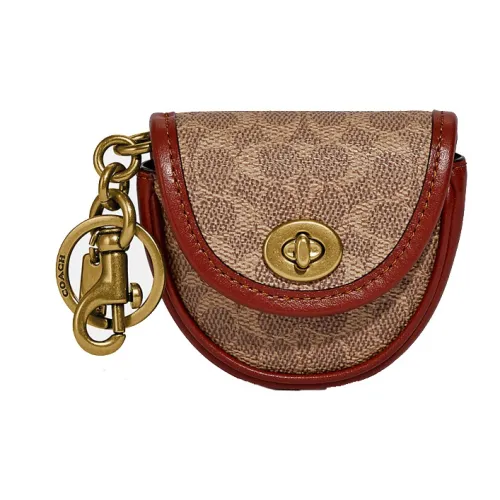 COACH Покрытие Холст Телячья Кожа Подвеска Аксессуары для Сумок Женские Коричневый