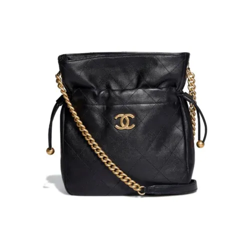 CHANEL Кожа Ведрообразная Сумка Сумка через плечо Женская Черная
