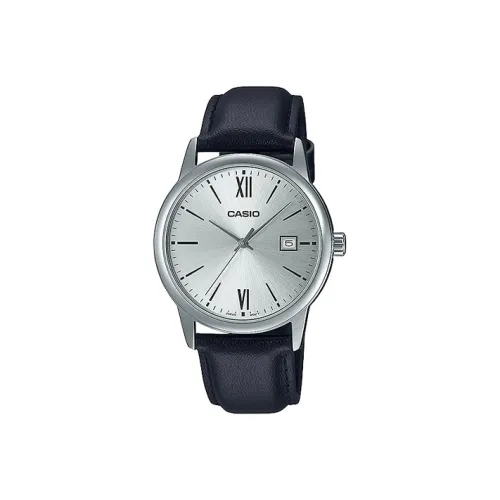 CASIO DRESS Collection Кварцевый механизм Кожаный ремешок Часы Мужские Серебристый циферблат MTP V002L 7B3