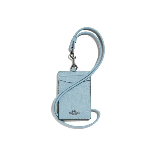 COACH Lanyard Кожа Картхолдер Маленький Женский Светло-Синий