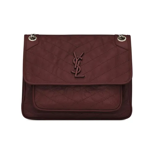 SAINT LAURENT Niki Сумка через плечо из кожи сумка большая женская бордового цвета