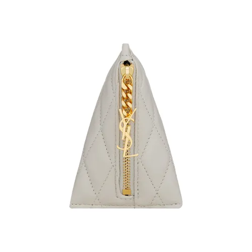 SAINT LAURENT Овечья кожа монета кошелек маленький женский белый