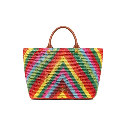 Valentino Raffia с кожаными вставками сумка женская многоцветная
