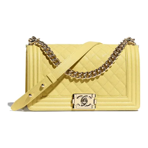 CHANEL LEBOY Корова Кожа Сумка Цепь Плечевая Сумка Женская Желтая
