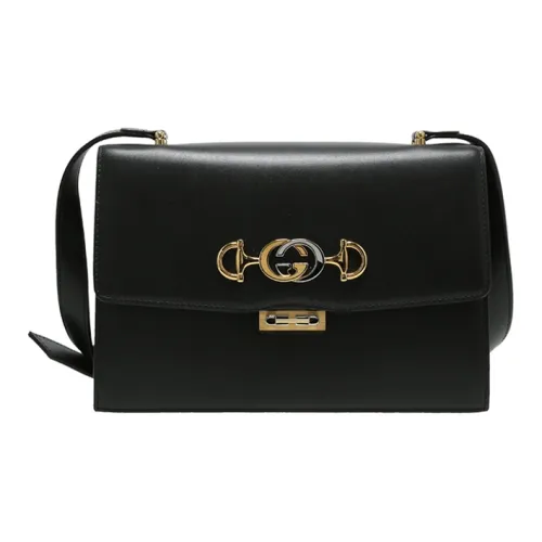 GUCCI Zumi Smooth Кожа Плечевая Сумка Женская Черная