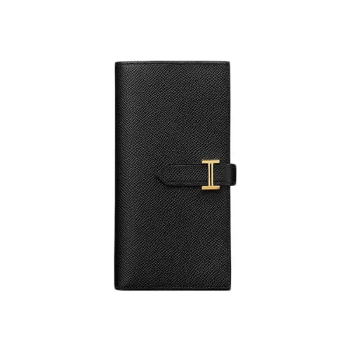 HERMES Bearn Epsom Телячья кожа Длинный кошелек Женские Черный
