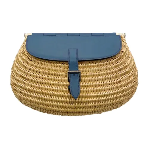 HERMES Прутья ивы с Swift кожа сумка через плечо женская 7P BLEU DE PRUSSE Прусский синий