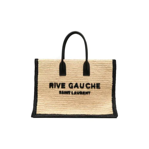 SAINT LAURENT Rive Gauche Рафия Сумка Тоут Женская Черная Бежевая