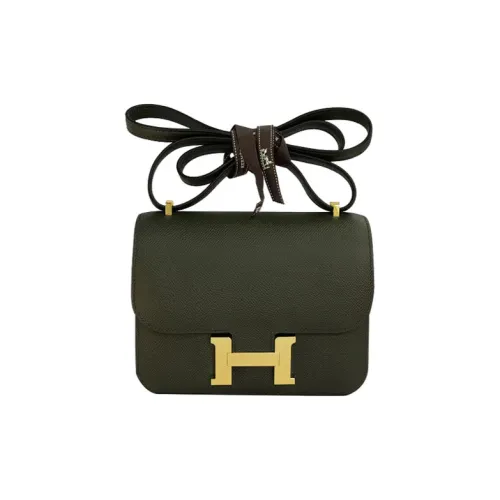 HERMES Constance Эпсомская кожа Сумка через плечо Мини Женская C6 Vert DE Gris Серый Зеленый