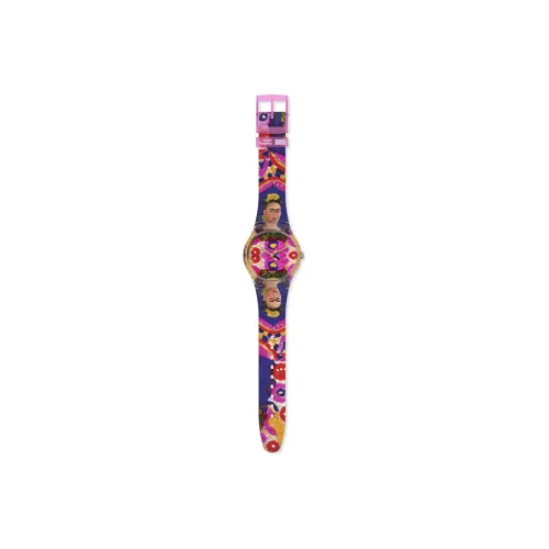 Swatch Quartz Механизм Унисекс Часы 41 мм Розовый Циферблат Часы Пластиковый Корпус Часы Силиконовый Ремешок