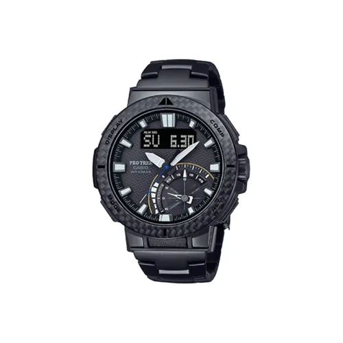 Часы Casio PRO TREK Collection с двумя дисплеями кварцевый механизм титановый ремешок мужские часы