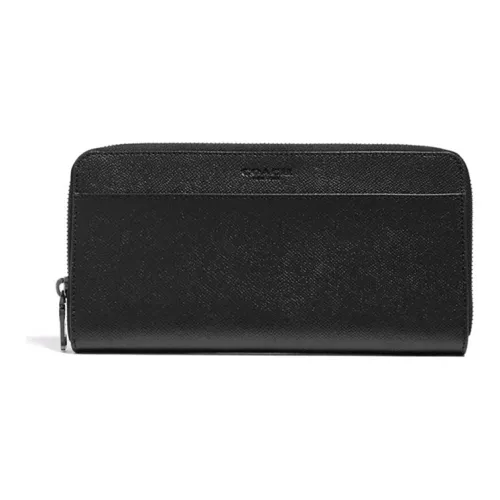 COACH Travel Wallet из кожи длинный кошелек на молнии клатч мужской черный