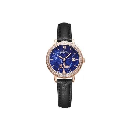 Disney Princess Кварцевый механизм Кожаный ремешок Часы Женские Синий циферблат MK 11503B