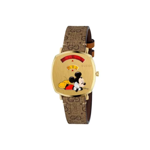 GUCCI Grip Collection Наручные часы Кварцевый механизм Холст Ремешок Золотистый циферблат Унисекс