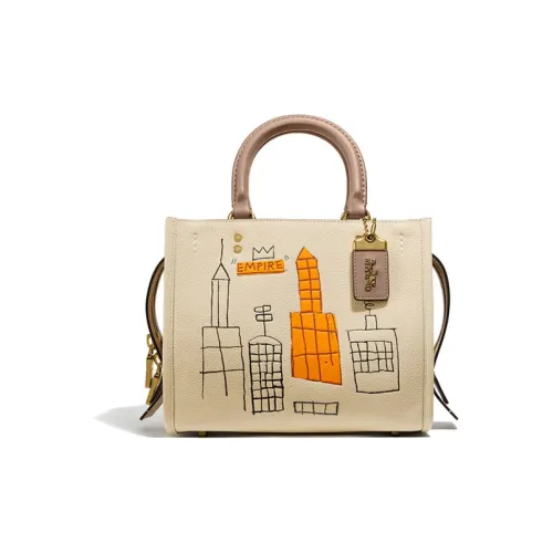 COACH Basquiat Collaboration Rogue Кожа Сумка Сумка через плечо Сумка через плечо Средняя Женская Айвори Белый