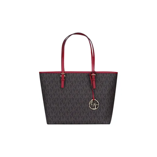 MICHAEL KORS PVC Тоут Сумка Сумка для покупок Сумка Обычная Женская Темно-коричневый и Красный
