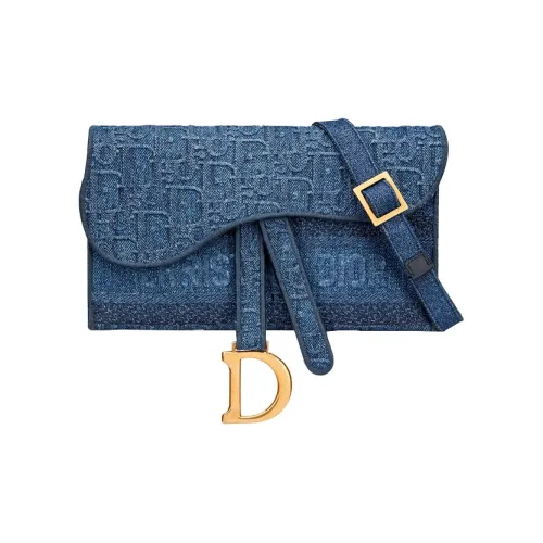 DIOR Saddle Denim Saddle Bag Shoulder Bag Clutch Women's Denim Blue