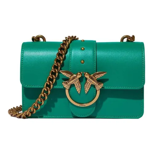 PINKO SIMPLY Матовый Коровья кожа Swallow Сумка Сумка через плечо Маленькая Женская Зеленая