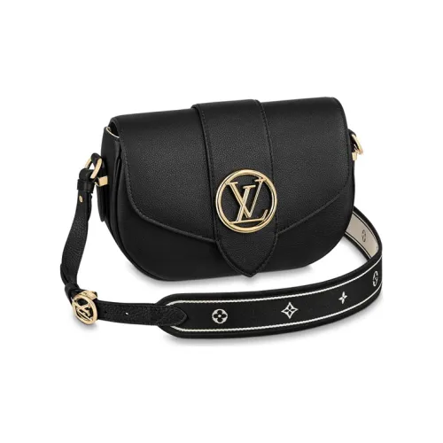 LOUIS VUITTON Pont Телячья кожа Сумка через плечо Средняя Женская Черная