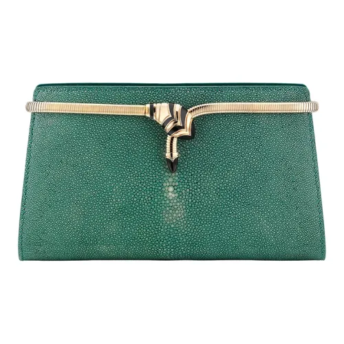 BVLGARI Клатч из коровьей кожи женский зеленый