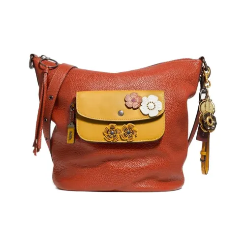 COACH Duffle Кожа Сумка через плечо Средняя Женская Оранжевая